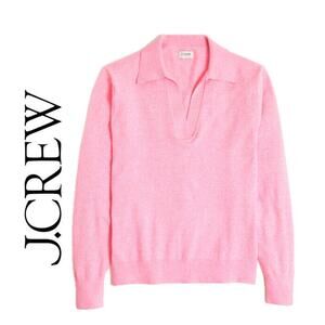 J.CREW POLO SWEATER SUPER SOFT YARN BABY PINK VNECK SZ XL COQUETTE AESTHETIC